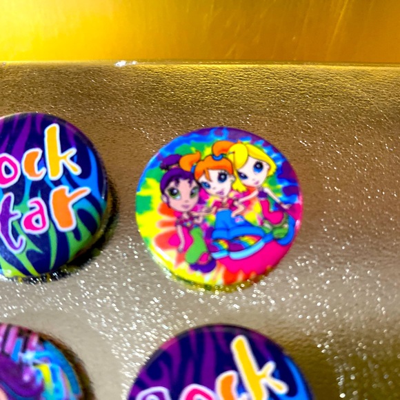 LISA FRANK VITAGE 90s HOT TOPIC METAL BUTTONS SET OF 5 - Picture 2 of 12